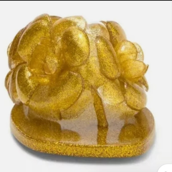 JEFFREY CAMPBELL Fleuris JellyFlip Flop In Gold Glitter SZ-8 NWT - Picture 2 of 9